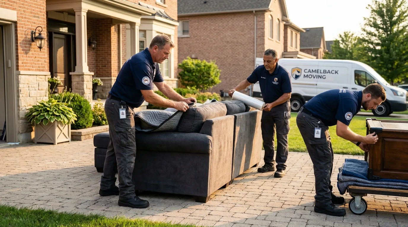 Large estate moving crew wrapping furniture in Hanceville, AL