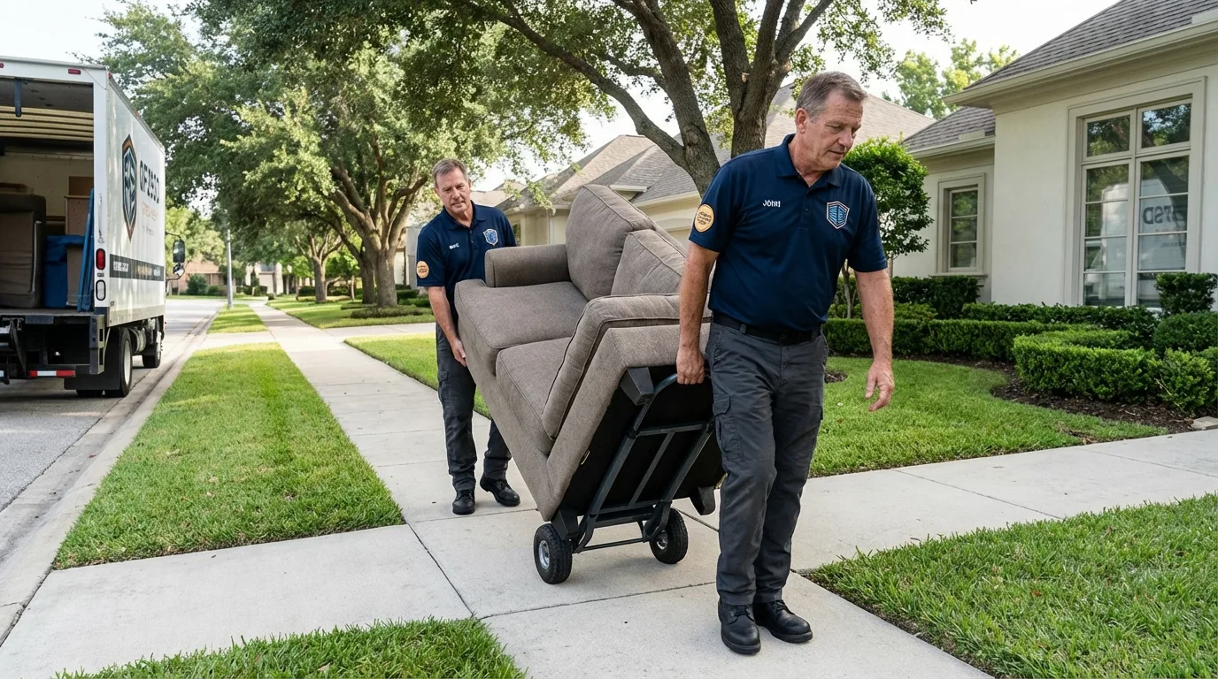 Local residential moving crew loading furniture in Hanceville, AL